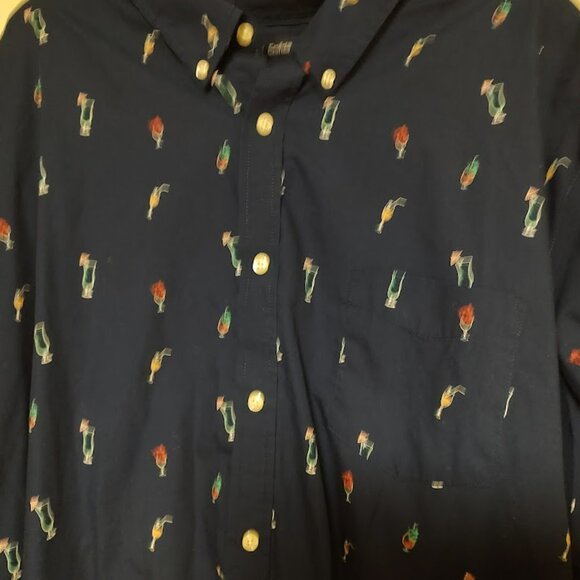 Croft & Barrow Navy Blue Mixed Drink Short Sleeve Button Down Shirt Men's 4XB - Picture 2 of 2